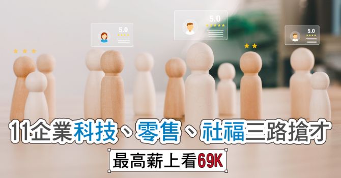 從69K工程師到190元門市人員 800職缺聚焦三大產業