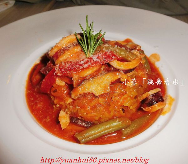 「跳舞香水」蕃茄中卷紅花燉飯、蘿勒青醬紅花燉飯套餐～
