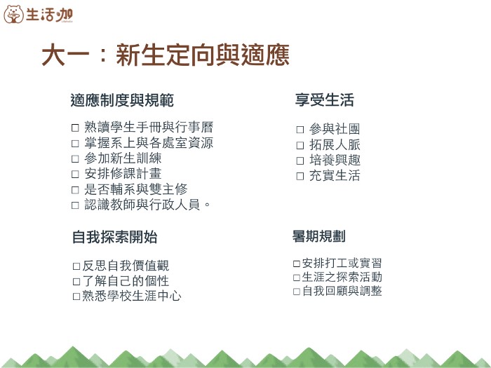 大學生的生涯任務Check list-不是成績好就好 | 生活咖-大一新生 大學生的生涯任務Check list-不是成績好就好 | 生活咖-大一新生