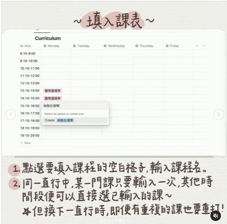 notion課表製作- 課表