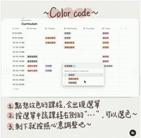 notion課表製作- 課表