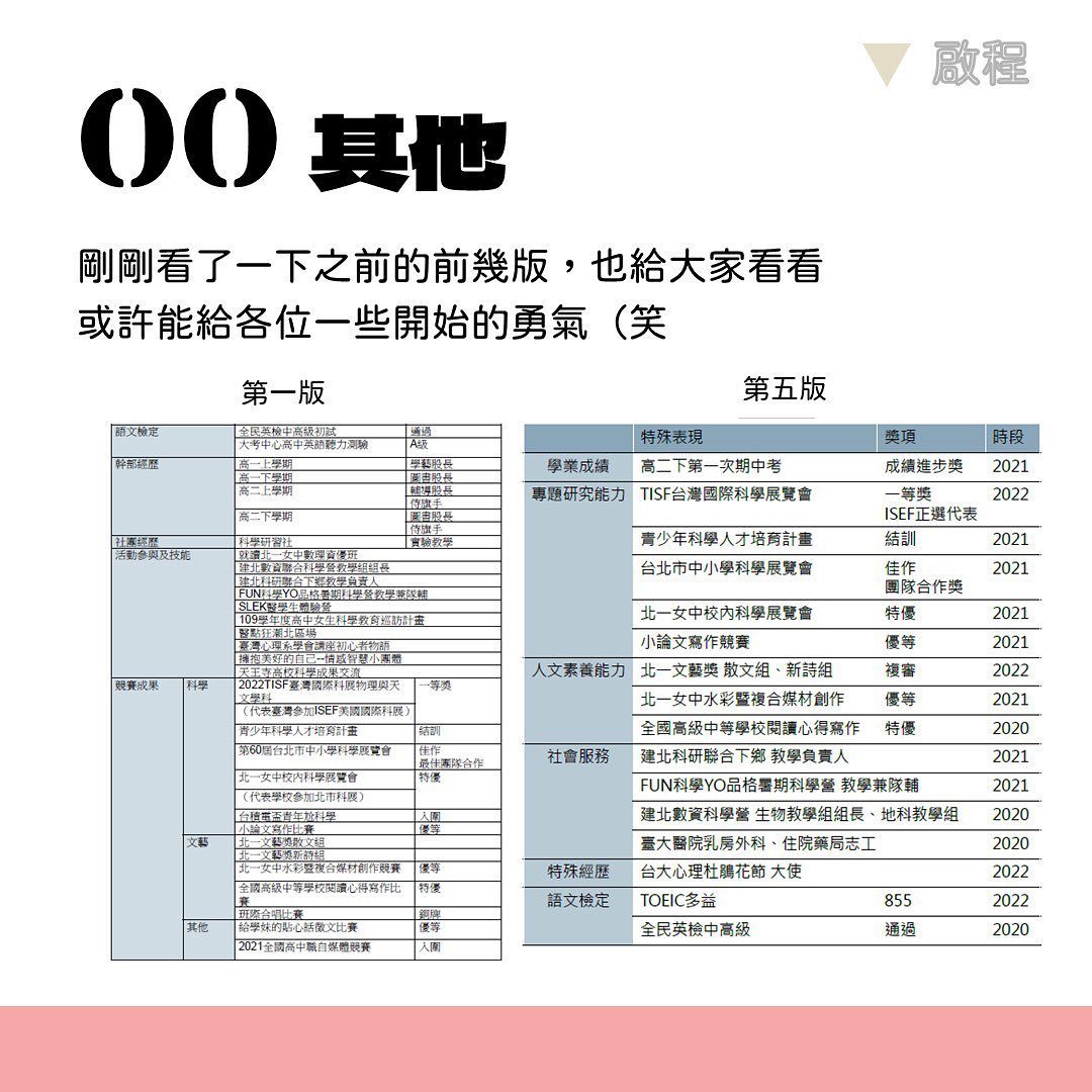 學習歷程 05｜個人簡歷-升學資訊