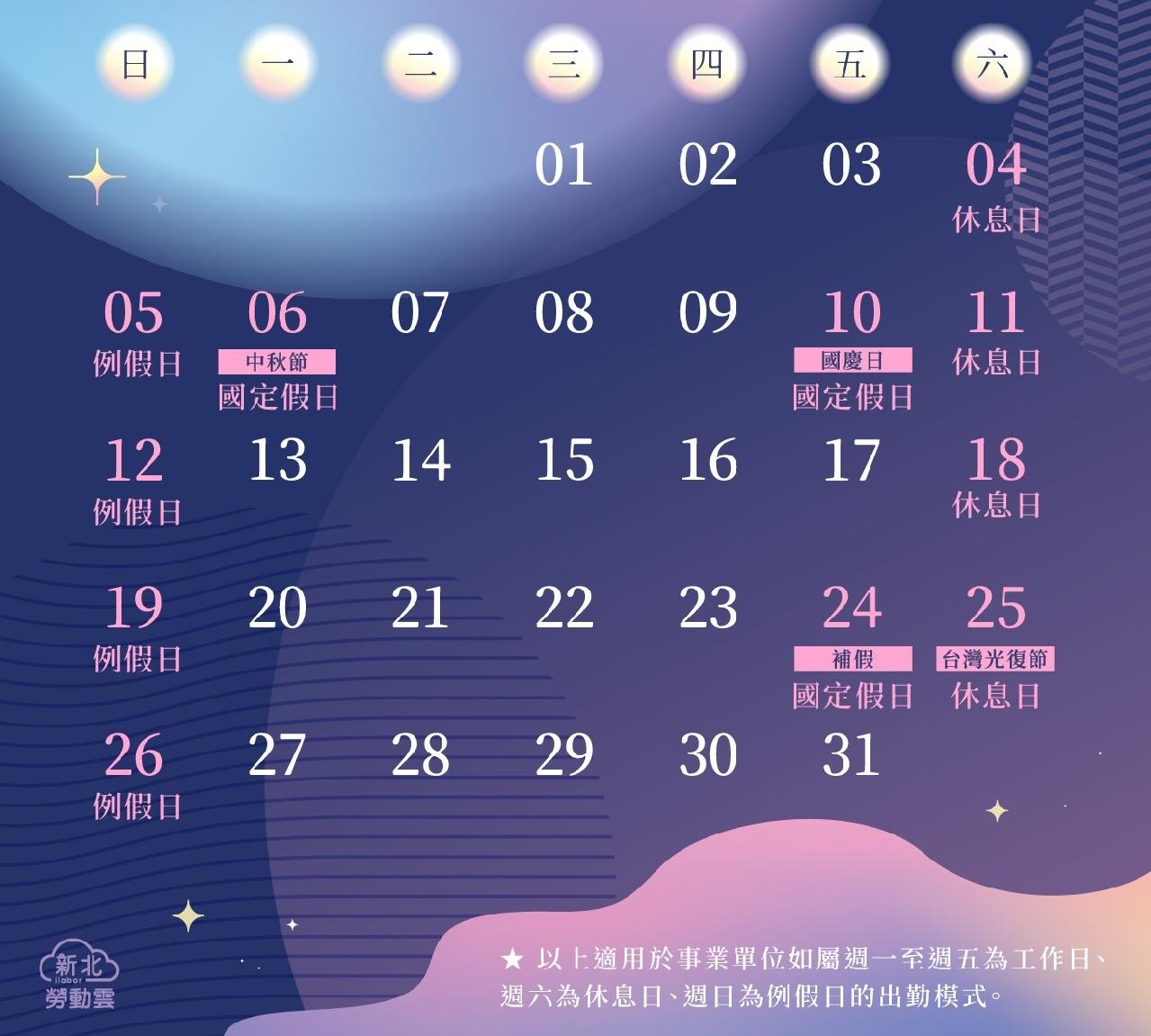 2025中秋節與國慶連假勞基法重點：HR必懂的國定假日出勤與工資規定-中秋節連假