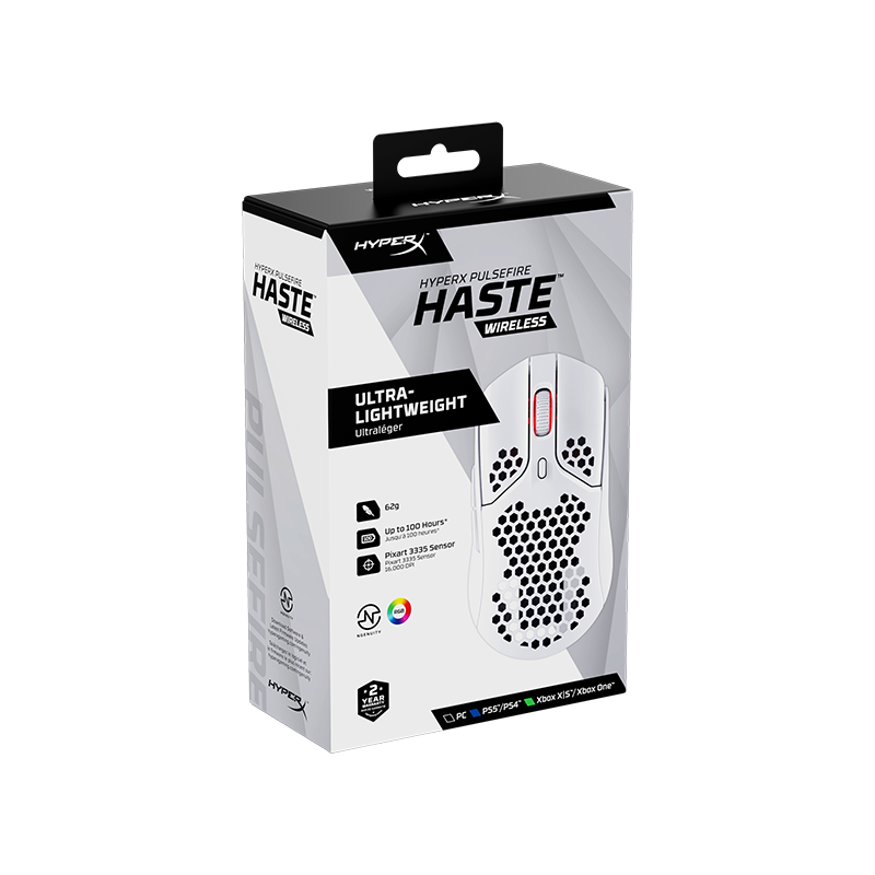 HyperX Pulsefire Haste無線電競滑鼠(白色)