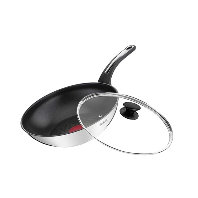 精靈複合不鏽鋼系列28CM不沾鍋炒鍋+玻璃蓋