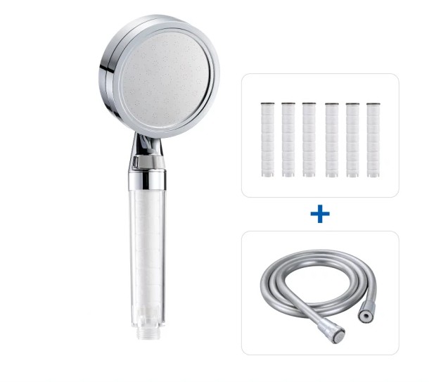 極淨純水蓮蓬頭+極淨純水蓮蓬頭濾芯6入+銀/深灰極淨淋浴軟管