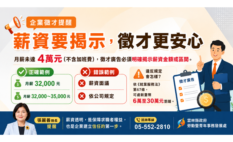 【薪資要揭示，徵才更安心】