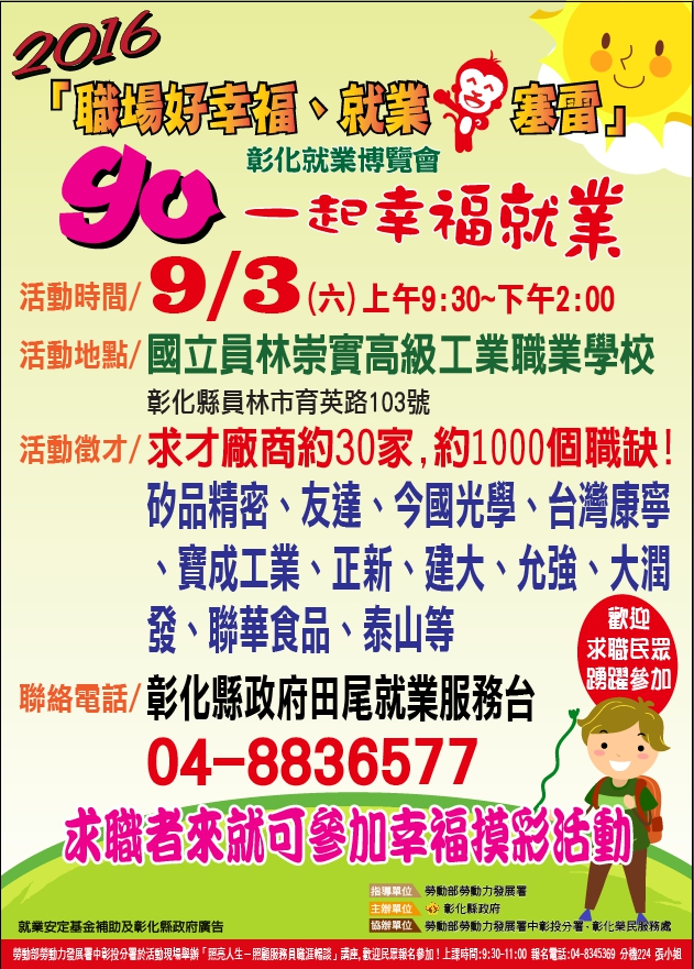 第4波彰化就業博覽會矽品 正新 友達 台玻等聯合 職場訊息 中部工作職缺 中部工作機會 1111中台灣人力銀行